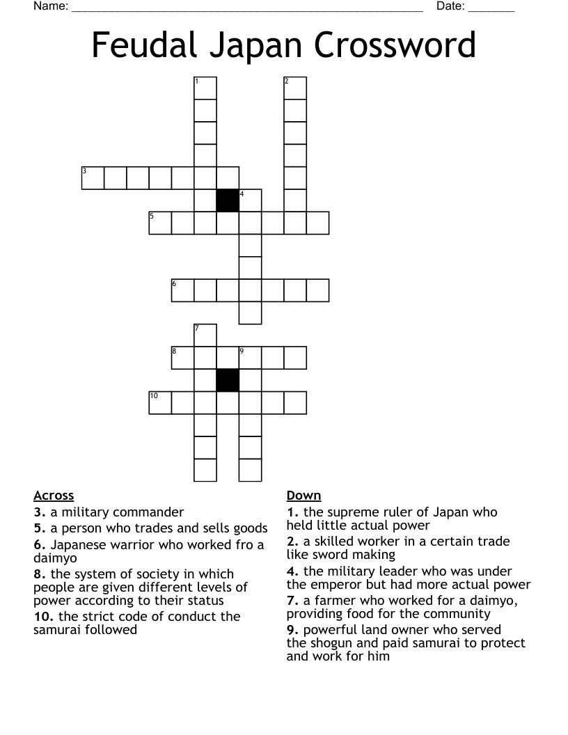 Download a Free Feudal Warrior Crossword! (Printable Puzzles and Solutions for Offline Fun)