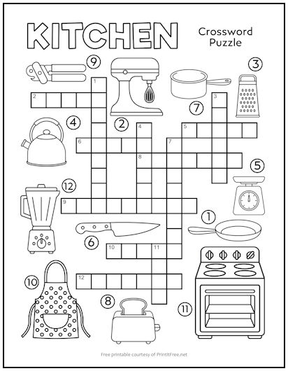 Printable Kitchen Mess Crossword Puzzles - Free Download!