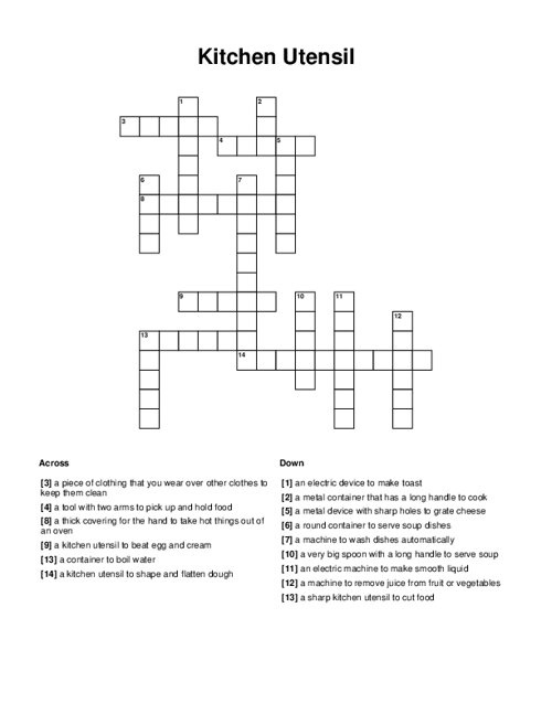 Printable Kitchen Mess Crossword Puzzles - Free Download!